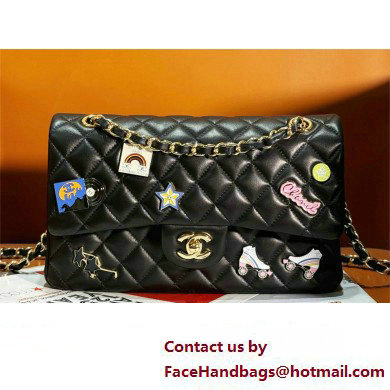 chanel Lambskin, Enamel  &  Gold-Tone Metal Classic Handbag A01112 BLACK 2024